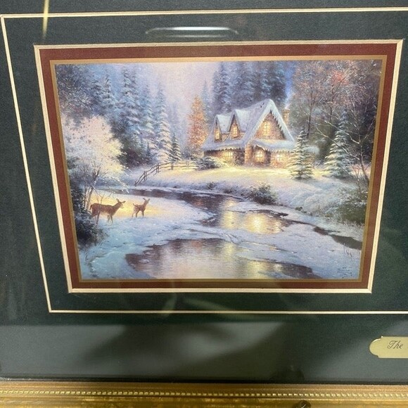 Thomas Kinkade Framed Art Glass Triple Pictures Collectors Society 1998 - Picture 2 of 9